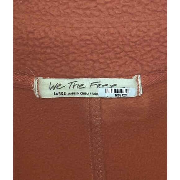 FREE PEOPLE Shasta Cardi Sherpa Bomber Jacket Snap Closure Orange Relaxed L - Picture 10 of 14